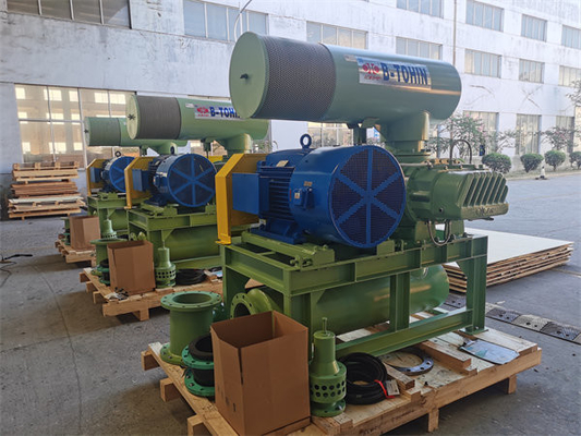 1500 دورة في الدقيقة Tri Lobe Roots Blower 80Kpa ارتفاع ضغط لتربية الأحياء المائية