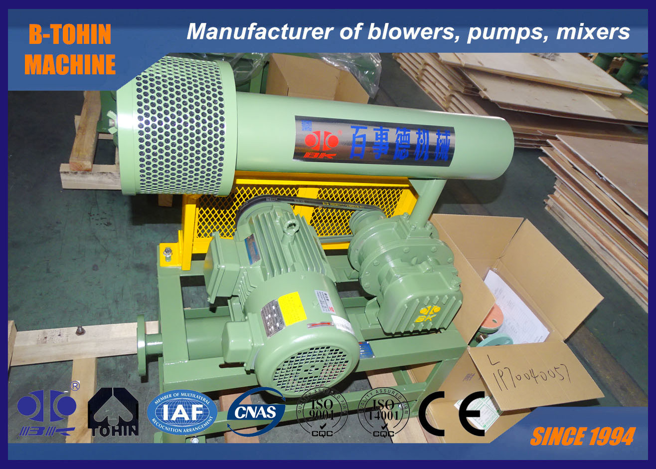 10KPA - 80KPA الضغط ثلاثة أجزاء الجذور النفخة DN40 تبريد الهواء، التثبيت الرأسي