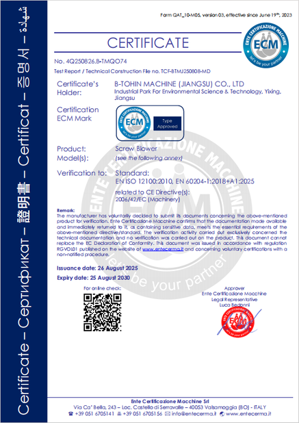 الصين B-Tohin Machine (Jiangsu) Co., Ltd. الشهادات